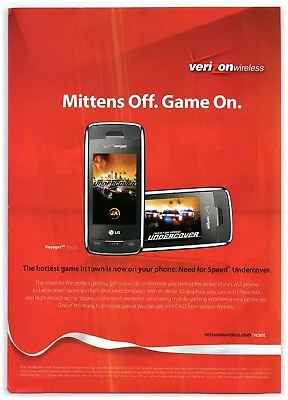 2008 Verizon Wireless Print Ad LG Voyager Phone Mittens Off Game On Need Speed • $11.50