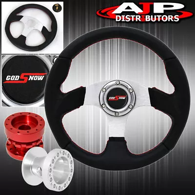 For 86-01 Integra 320mm Black Silver Center Steering Wheel Godsnow Red Extender • $67.99