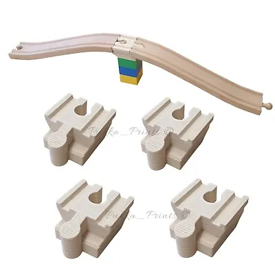 Wooden Train Track Railway Adapters Fits Duplo Bricks Brio Ikea Bigjigs 4 X Set • £10.99