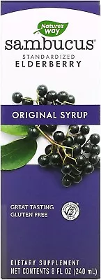 Nature's Way Sambucus Standardized Elderberry Original Syrup 8oz Exp06/24 • $11.89