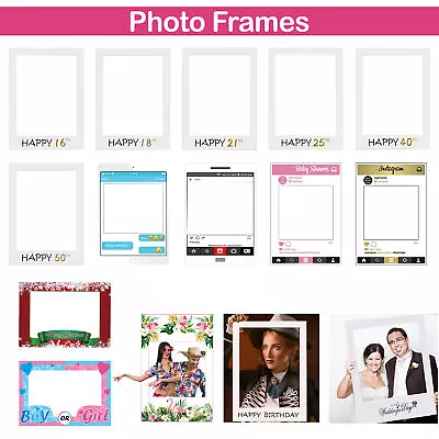 16-50th Birthday Photo Booth Frame Selfie Baby Shower Wedding Instagram Decor • £3.89