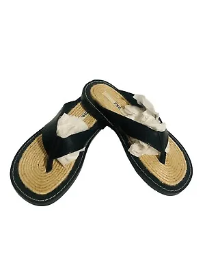 Zara Sandals  Black Jute Insole Platform Flip-Flop Size 36 NWOT • $35