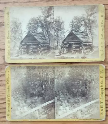 E & H. T. Anthony.glories Of The Yosemite Calif. (2) Stereoviews.cabin & Creek • $50