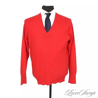 #1 MENSWEAR LNWOT Anonymous 100% PURE Cashmere Solid Bright Red V-Neck Sweater • $9.99