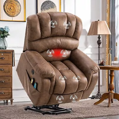 Oversized Electric Power Lift Recliner Chair Wide Recliners For Big Tall Brown • $499.99