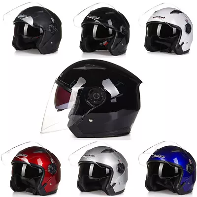 Motorcycle Helmet Half Open Face 3/4 Dual Visor Scooter Jet Helmet M/L/XL/XXL • $61.99