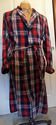 Vintage 60s Tartan Plaid Robe Cotton State O Maine 20 Chest 48 • $21.99