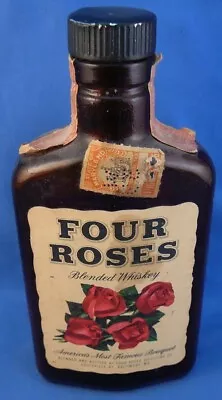 Vintage EMPTY 1959 Amber Half Pint Four Roses Whiskey Liquor Bottle • $28.96