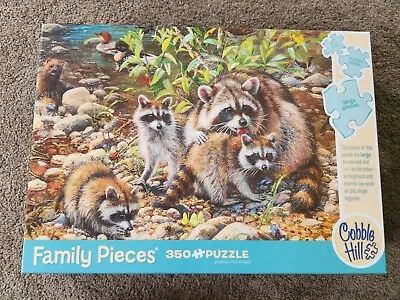 Cobble Hill Family 350 Pieces Jigsaw Puzzle:  Raccoon Family Complete W/ Poster • $9.97