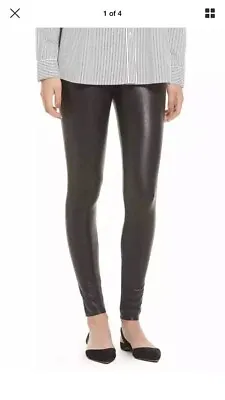 Y2K Black Wet Look Stretch Waist Punk Rocker Leggings Grease Party Pant New M • $10