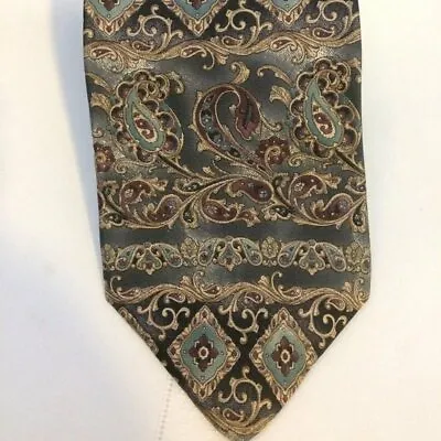 Tie Van Heusen Men's Necktie Paisley 100% Silk 58  X 3.75  Gray Tan Burgundy • $7.99