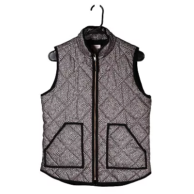 J. Crew Excursion Women's Puffer Vest Down Quilted Herringbone Lined Full Zip XS • $24.99