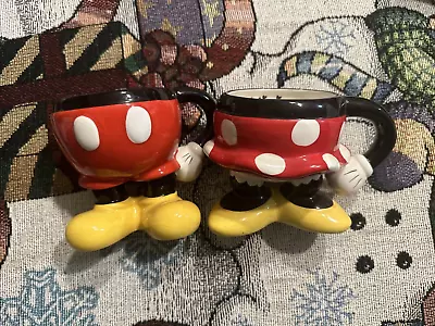 DISNEY PARKS Mickey & Minnie Mouse 3D Footed Coffee/Tea/Cocoa Mug Set • $10