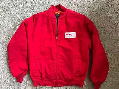 Vintage Midway Airlines Employee Large Zip Up Red Jacket • $139