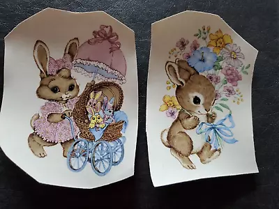 Vintage Bunny Rabbit Spring Easter Decals For Ceramics 4  Set Of 2 • $2.95