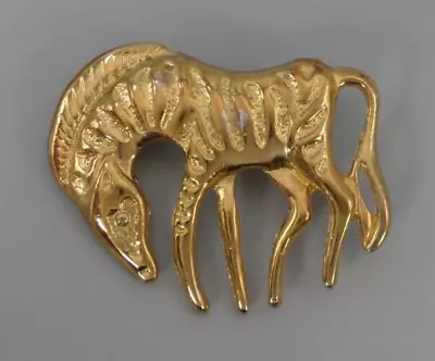 Vintage Zebra Brooch African Animal Pin Embossed Gold Tone Metal 1.5  • $4.88