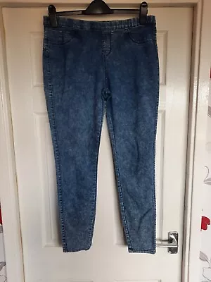 Demin & Co Acid Wash Denim Skinny Jeggings Size 14 • £1.99