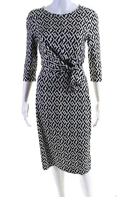 $69.99 • Buy Diane Von Furstenberg Womens Abstract Print Midi Dress Black White Size S