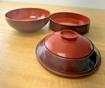 Vintage Japanese Tsugaru Red Wooden Lacquer Ware Container Bento Egg Shape Sench • $49.99