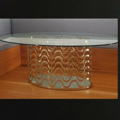 $1800 • Buy Designer 6 Seater Dining Table, Caracole USA, Metallic, Modernist, Glass Topped.