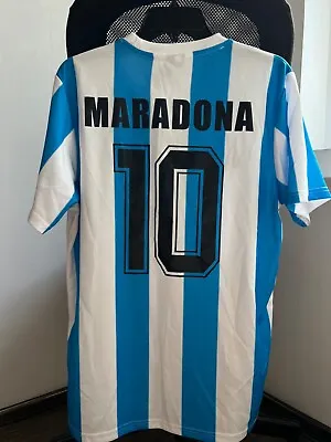 ARGENTINA NATIONAL TEAM #10 MARADONA HOME 1986 RETRO SHIRT LE COQ SPORTIF Sz. L • $69.99