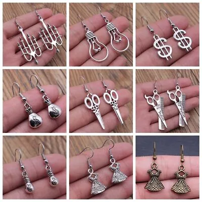 Geometric Dress Light Bulb Earring Silver Color Moneybag Scissors Dangle Earring • $10.19