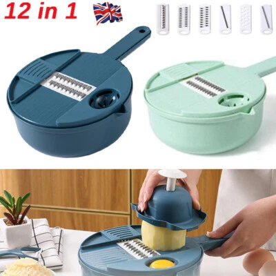 £9.28 • Buy 12 In 1 Vegetable Chopper Salad Slicer Fruit Mandolin Food Dicer Cutter Peeler