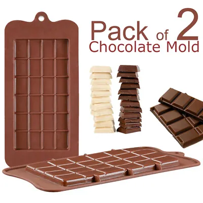 £8.49 • Buy 2Pcs Silicone Chocolate Bar Mould Chocolate Bar Chocolatier  Mould Snap Wax Melt