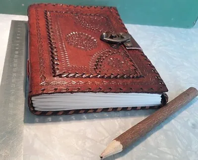 Genuine Leather Bound Journal/diary 100% Recycled Handmade Paper Fair Trade Larp • £29.95