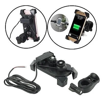 Motorcycle Bike ATV Cell Phone GPS Handlebar Mirror Mount Holder USB Charger US • $7.91