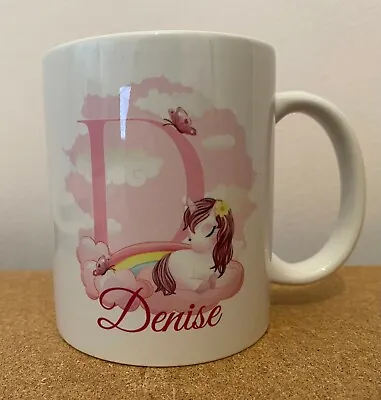 MUG Unicorn Design PERSONALISED WITH YOUR NAME AND INITIAL Cup Gift Christmas • £8.99