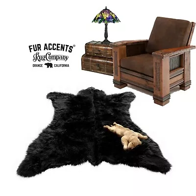 $159.99 • Buy Black Bear Skin Rug - Plush Shag Faux Fur - Bonded Suede Lining - Made In USA