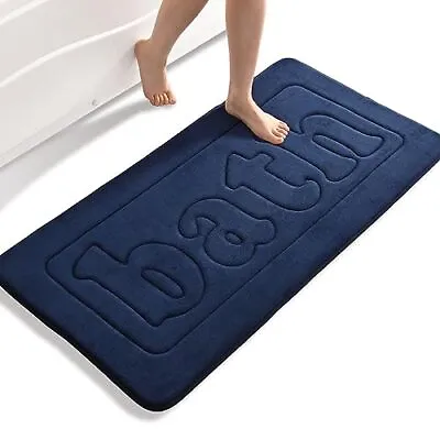 Memory Foam Bath Mat Bath Mats For Bathroom Non Slip Floor Rugs 24  X 48  Blue • $58.08