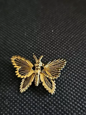 Vintage Monet Filigree Butterfly Brooch Pin Gold Tone • $8