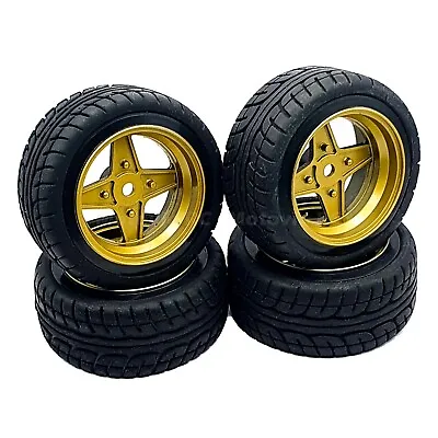 1/10 RC Road Wheels Tyres Retro 4 Spoke Gold For Tamiya TT02 Capri Mini Escort  • £22.99