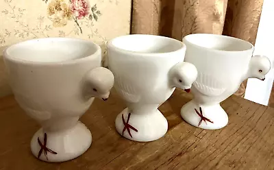 Set Of 3 Vtg. Westmoreland Egg Cup Baby Chick Hatching Easter Milk Glass 3 1/2”H • $10