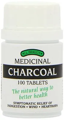 Bragg's Medicinal Charcoal - 100 Tablets- Indigestion wind & Heartburn • £7.29