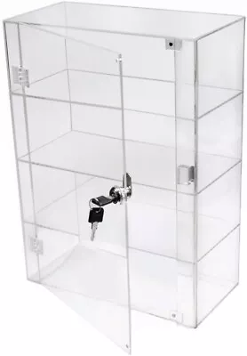 ® 1 High Gloss Clear Acrylic 3 Shelf Display Case With Front Door & • £115.39