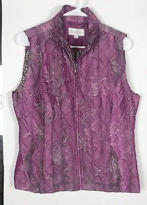 Erin London (Size 8) Purple-Pink Crinkle Metallic Vest Animal Print Lining • $17.99