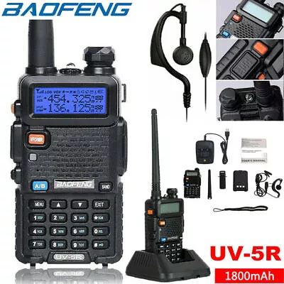 Baofeng UV-5R Walkie Talkie Dual Band UHF VHF Ham FM Two Way Radio 128 Channels • £23.99