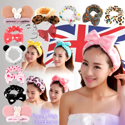 Big Bow Soft Fleece Make Up Hair Band Wrap Headband For Facial Bath Spa Yoga • £3.75