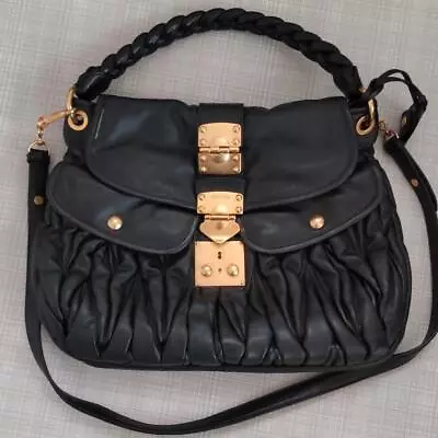 Miu Miu Matelasse Bag Gathered Leather Black • $543.37