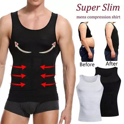 Men Slimming Body Shaper Vest Gynecomastia Compression Shirts Belly Control Tops • $14.79