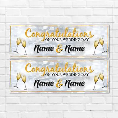 £3.69 • Buy 2 PERSONALISED 900mm X 300mm WEDDING BANNERS - ANY NAMES