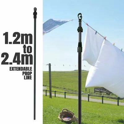 Telescopic Washing Line For Clothes Extendable Prop Pole Clothing Support • £12.97