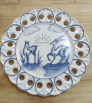 £19.99 • Buy Vintage Portuguese Hand Painted Ceramic Wall Plate Curia Portugal Blue White 9 D