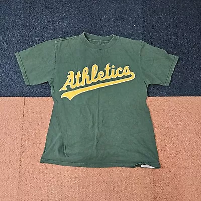 Oakland Athletics A's Majestic Youth T-Shirt Medium Green Graphic  3  J6a • $14.99