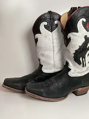 Justin Vintage Collection Cowboy Boots 11.5 D Rodeo Cowboy Inlay • $299.99