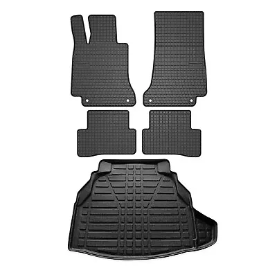 OMAC Floor Mats Cargo Liner Set For Mercedes C Class W205 2015-2021 Black 5 Pcs • $119.90