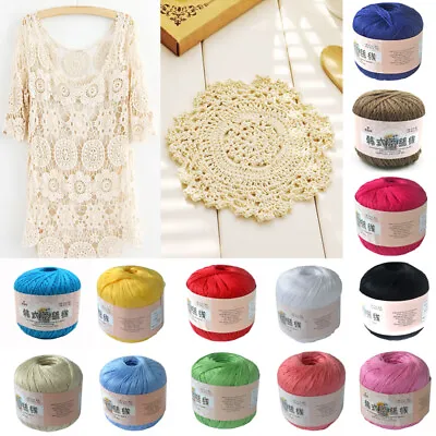 $4.06 • Buy 50g Lace Cotton Yarn Cord Crochet Soft Hand Knitting Thread Sewing DIY Yarn